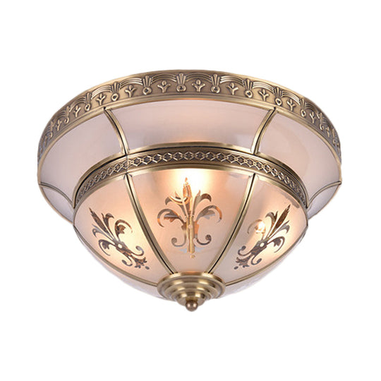 Traditional Brass Dome Flush Mount Light Fixture - 15/18 Width And 3/4 Lights For Living Room