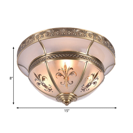 Traditional Brass Dome Flush Mount Light Fixture - 15/18 Width And 3/4 Lights For Living Room