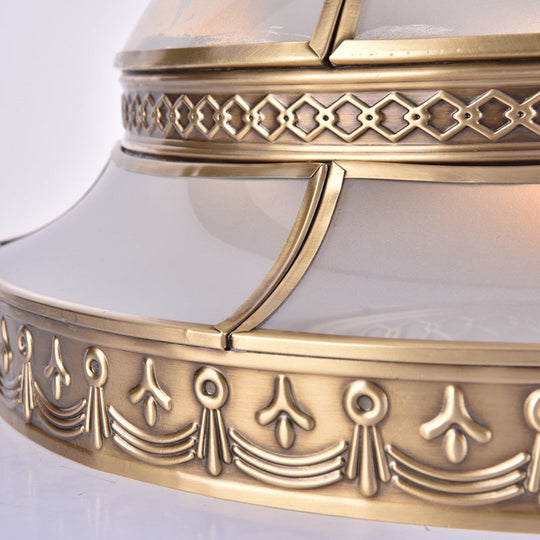 Traditional Brass Dome Flush Mount Light Fixture - 15’/18’ Width And 3/4 Lights For Living Room