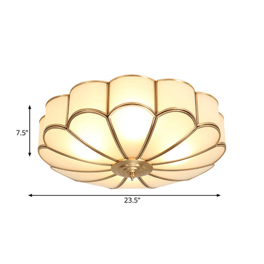 Brass Scalloped Ceiling Lighting - Traditional Metal Flush Mount Light Fixture With 3/4/6 Heads