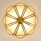 Traditional Metal Brass Flush Mount Chandelier With 3/4/6 Scalloped Heads For Living Room Ceiling -