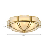 Traditional Metal Brass Flush Mount Chandelier With 3/4/6 Scalloped Heads For Living Room Ceiling -