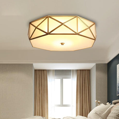 Minimalist Brass Octagon Flush Mount Ceiling Lamp - 3/4/6 Lights For Bedroom Sizes: 14/16.5/20.5 W /