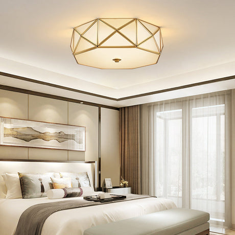 Minimalist Brass Octagon Flush Mount Ceiling Lamp - 3/4/6 Lights For Bedroom Sizes: 14/16.5/20.5 W