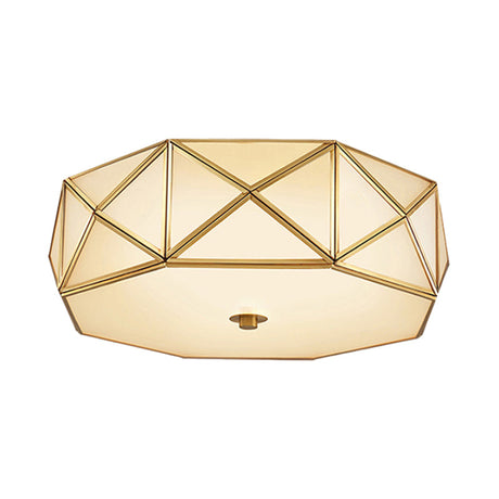 Minimalist Brass Octagon Flush Mount Ceiling Lamp - 3/4/6 Lights For Bedroom Sizes: 14/16.5/20.5 W