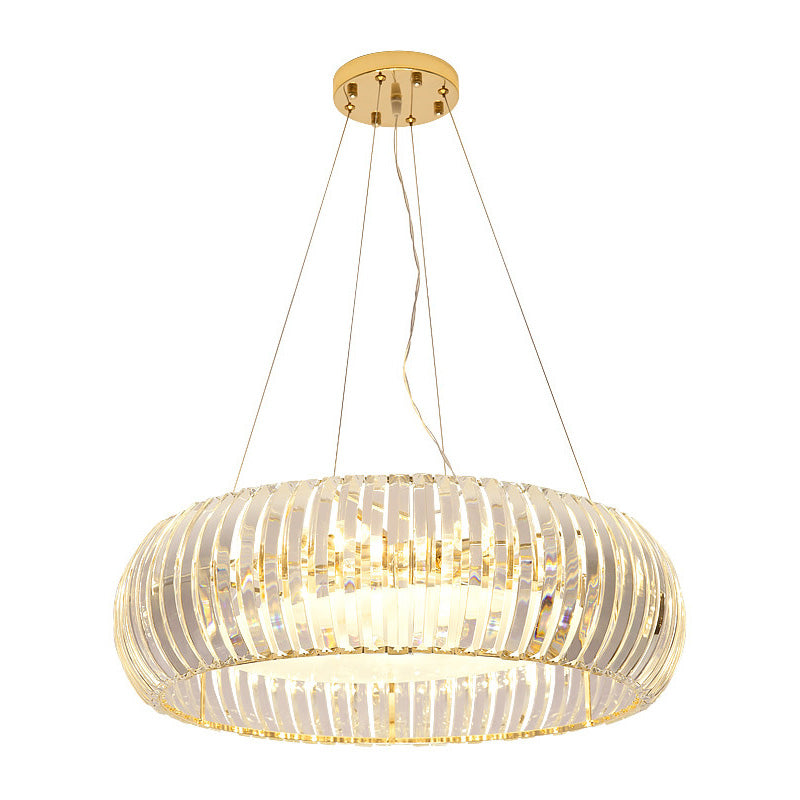 Modern Crystal Donut Chandelier Pendant Light - Gold 6/8 Bulbs Warm/White 21.5’/25.5’ Wide
