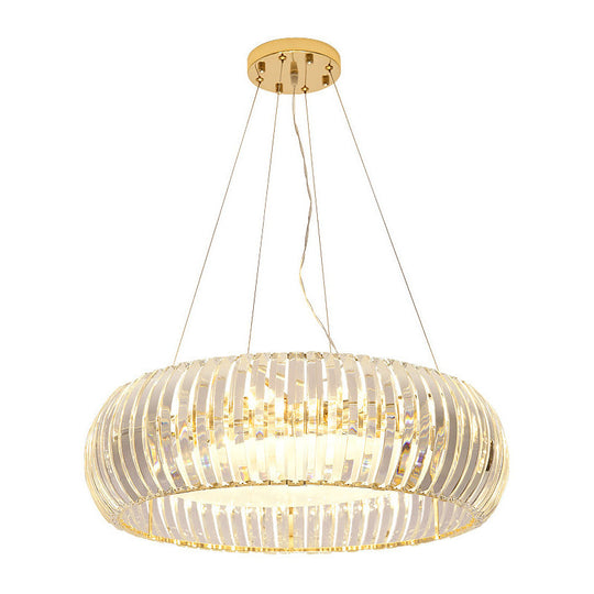 Modern Crystal Donut Chandelier Pendant Light - Gold 6/8 Bulbs Warm/White 21.5’/25.5’ Wide