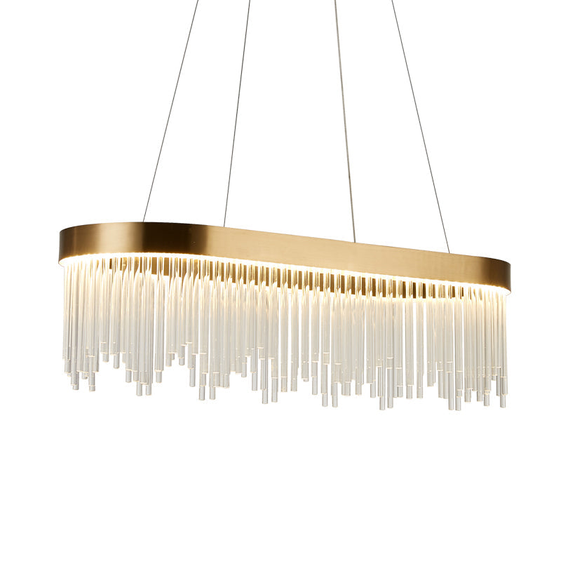 Modern Tubular Crystal Chandelier Lamp - Led Brass Pendant Light In Warm/White 23.5’/31.5’/39’ Wide