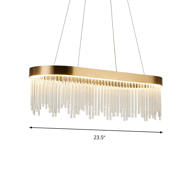Modern Tubular Crystal Chandelier Lamp - Led Brass Pendant Light In Warm/White 23.5’/31.5’/39’ Wide