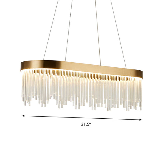 Modern Tubular Crystal Chandelier Lamp - Led Brass Pendant Light In Warm/White 23.5’/31.5’/39’ Wide