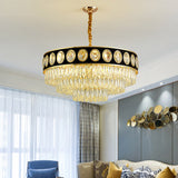 Postmodern Black And Gold Crystal Block Chandelier Lighting 3 Tiers 9/11 Heads 19.5/23.5 Wide
