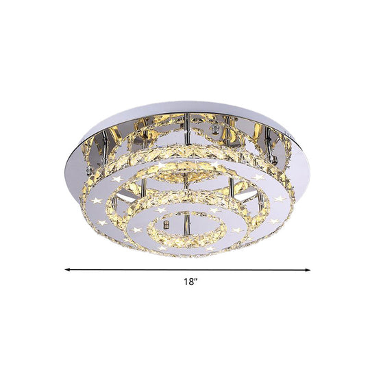 Modern 2 - Tier Crystal Led Ceiling Light In Chrome: Warm White And 3 - Color Options 18’ -