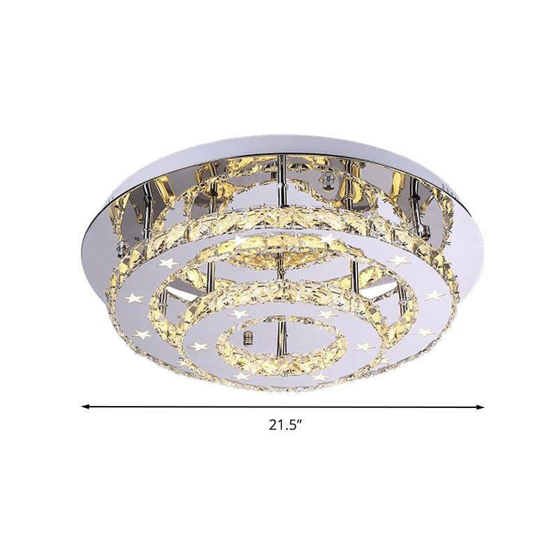 Modern 2 - Tier Crystal Led Ceiling Light In Chrome: Warm White And 3 - Color Options 18’ -