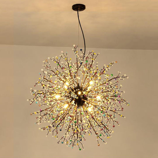 Modern Crystal Starburst Chandelier: 23.5’/31.5’ Wide 8/12 Lights White/Red And Green