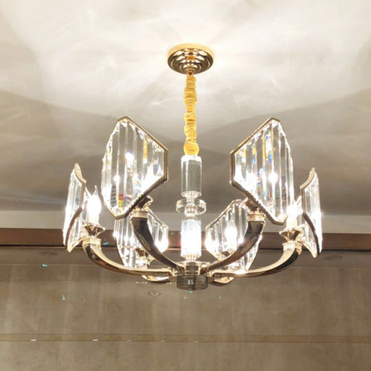 Sputnik Crystal Chandelier Light: Elegant 6-Head Gold Pendant Ceiling Fixture