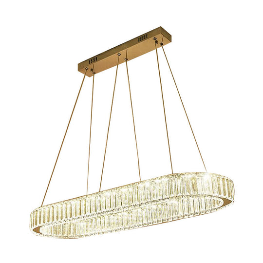 Modern Chrome Oval Led Chandelier Pendant Light - Wide 27.5’/35.5’ Fixture