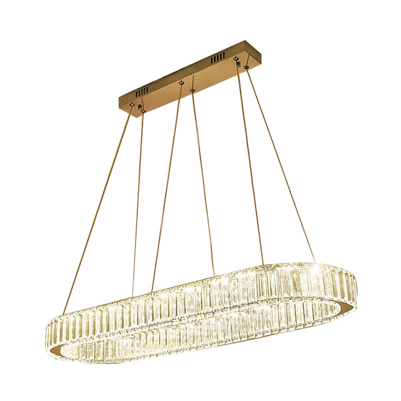 Modern Chrome Oval Hanging Led Chandelier Pendant Light - 27.5/35.5 Wide