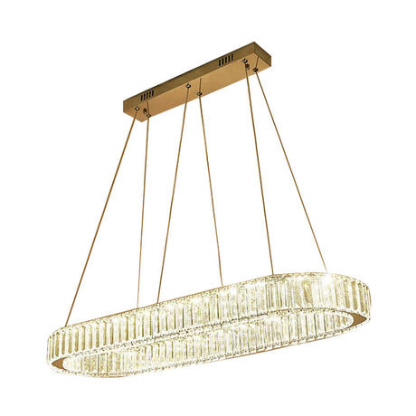 Modern Chrome Oval Hanging Led Chandelier Pendant Light - 27.5/35.5 Wide