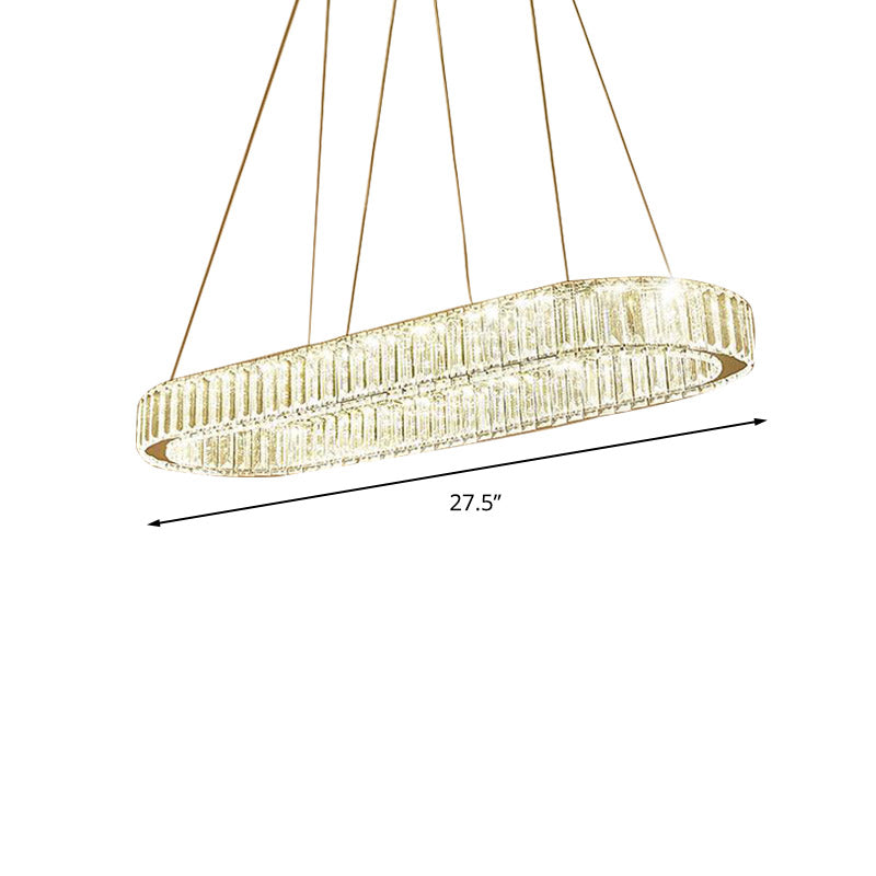 Modern Chrome Oval Led Chandelier Pendant Light - Wide 27.5’/35.5’ Fixture