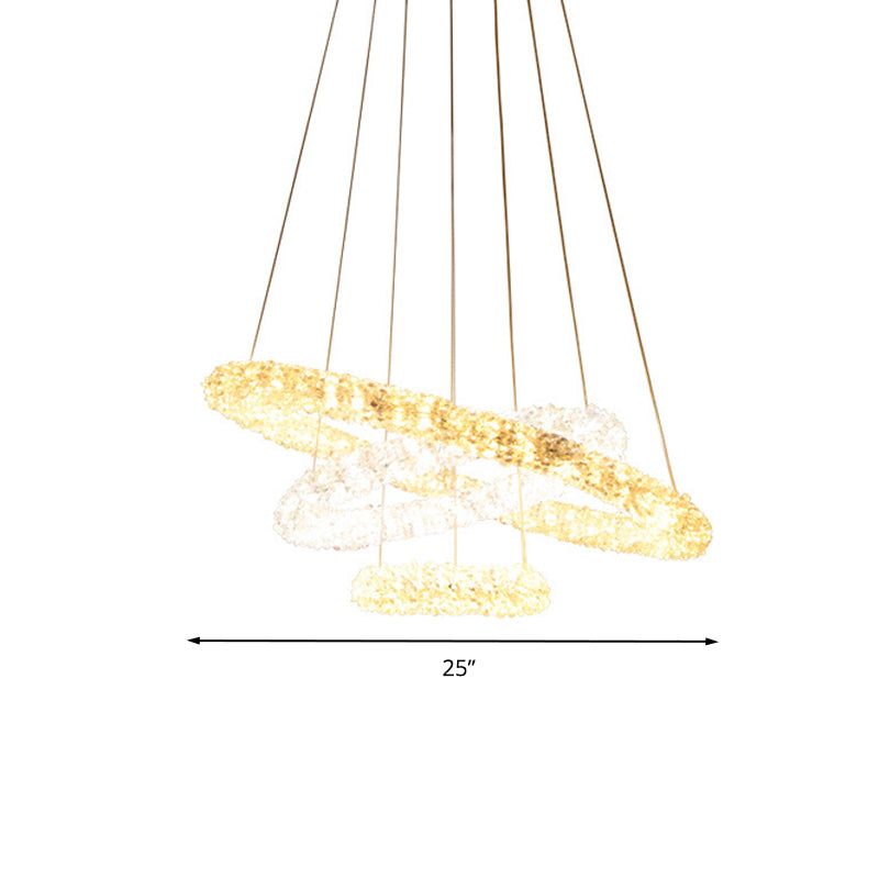 Chrome Led Chandelier Lamp: Simple Crystal Beaded Pendant Light Fixture Warm/White/Natural