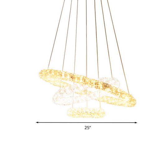 Chrome Led Chandelier Lamp: Simple Crystal Beaded Pendant Light Fixture Warm/White/Natural