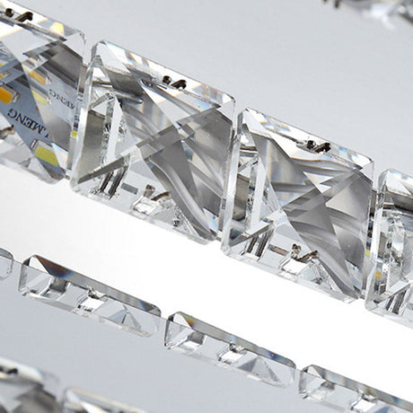 Contemporary Stainless-Steel Rectangle Pendant Light With Led Chandelier And K9 Crystal Accents