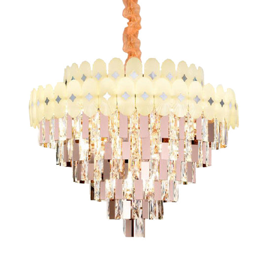 Contemporary Layered Ceiling Chandelier - Clear Crystal 12/16/22 Lights Ideal For Living Room Down