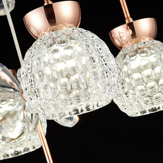 Contemporary Chandelier Pendant Light With Crystal Shade - Modern Chrome Circle/Gear Design (1/3/5