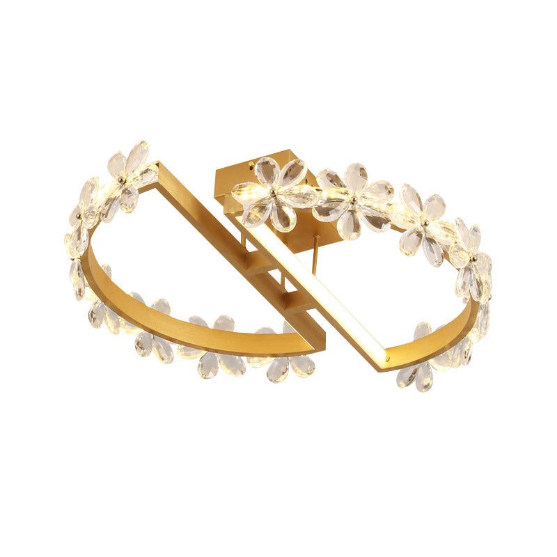 19.5’/29’ Petal Crystal Led Ceiling Mounted Fixture - Gold Flush Mount Lighting In Warm/White/3