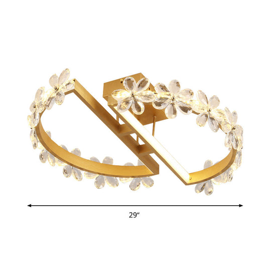 19.5’/29’ Petal Crystal Led Ceiling Mounted Fixture - Gold Flush Mount Lighting In Warm/White/3