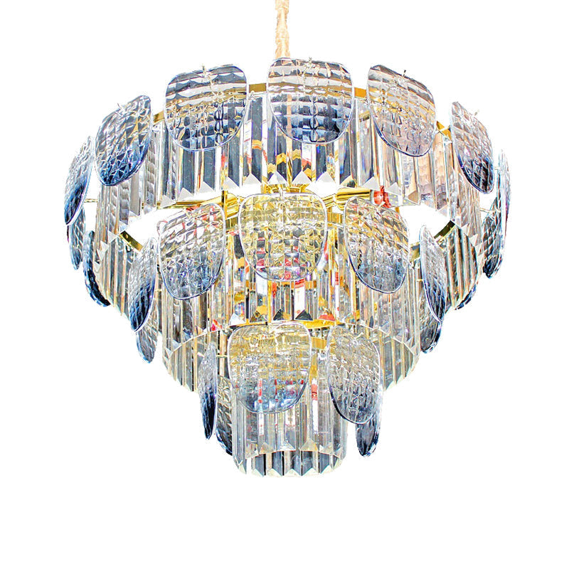Faceted Crystal Hanging Light Kit - Modern 5/10 Blue Pendant Chandelier