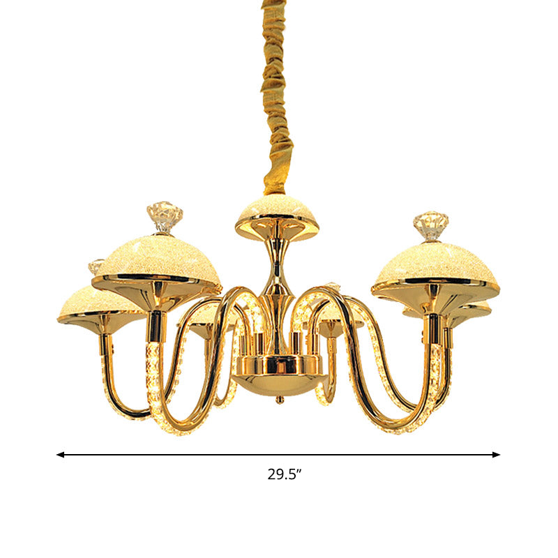 K9 Crystal Pendant Chandelier With Led Gold Hanging Light - Modernism Bowl Shape & Frosted Glass