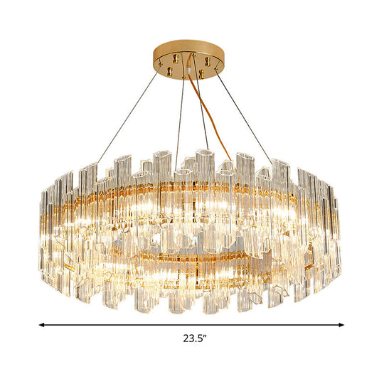 Modern Clear Crystal Drum Chandelier - Elegant 8/12 Light Gold Led Ceiling Lamp Ideal For Living