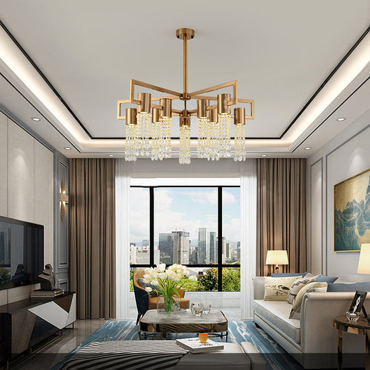 Modern 8/10 Bulb Led Gold Crystal Pendant Chandelier For Bedroom