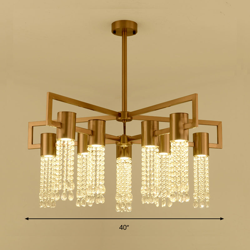 Modern 8/10 Bulb Led Gold Crystal Pendant Chandelier For Bedroom