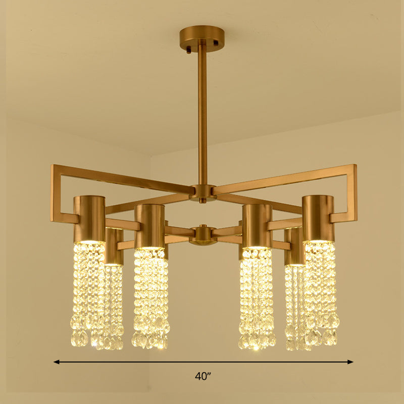 Modern 8/10 Bulb Led Gold Crystal Pendant Chandelier For Bedroom
