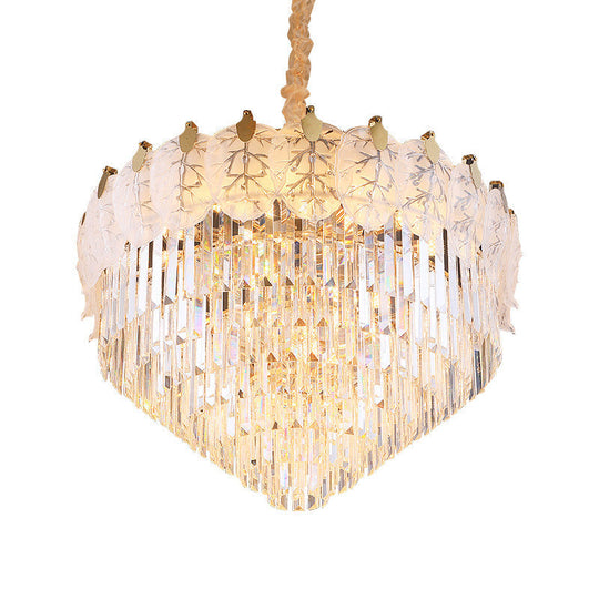 Modern 14-Light Led Crystal Chandelier For Living Room - Clear And Stylish Ceiling Lamp