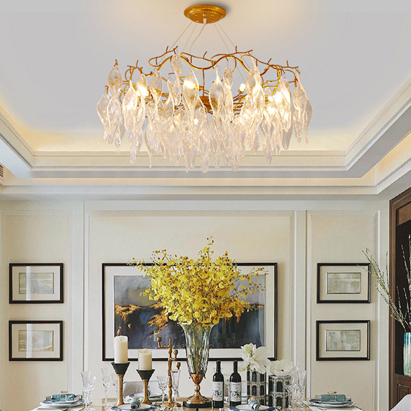 Modern Crystal Spiral Chandelier - 6-Light Gold Led Pendant For Dining Room