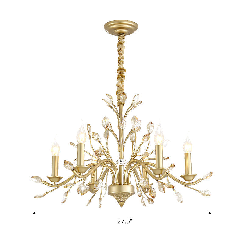 Modern Crystal Pendant Chandelier With Brass Hanging Light - 5/6/8 Bulbs 22/27.5/31.5 Width