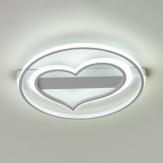 Stylish Loving Heart Acrylic Flush Ceiling Light For Study Room - Modern Design White / 16’
