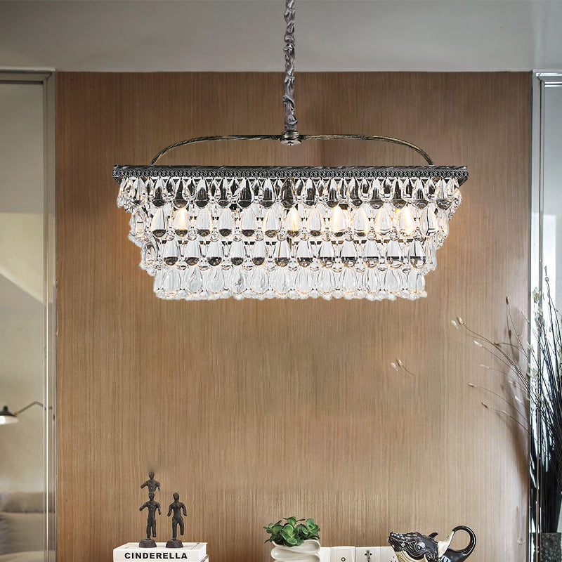 Modern Silver Teardrop Crystal Ceiling Light With 4/6 Heads For Living Room Island