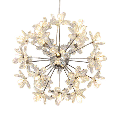Contemporary Crystal Starburst Ceiling Light Fixture Chrome/Gold Chandelier Pendant