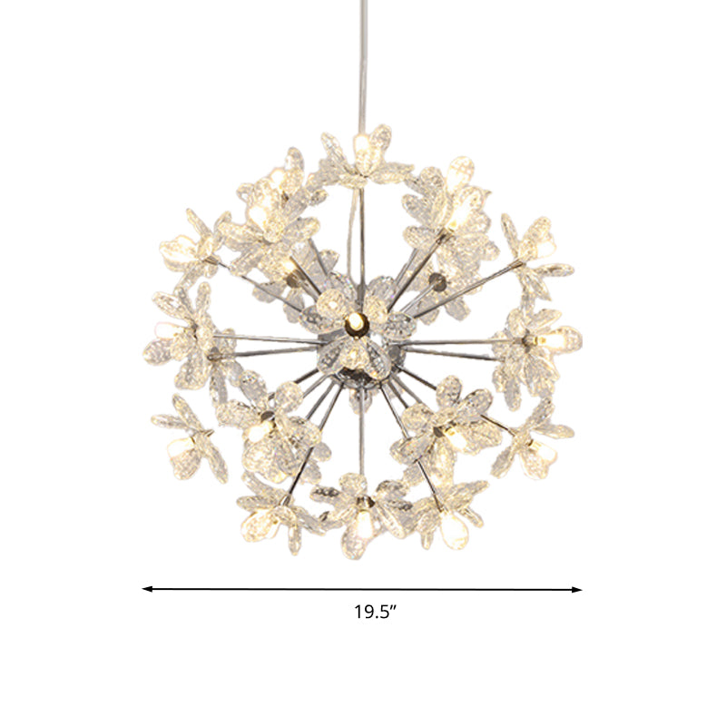 Contemporary Crystal Starburst Ceiling Light Fixture - Chrome/Gold Chandelier Pendant Multi-Head