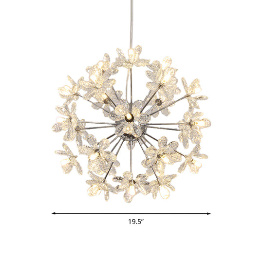Contemporary Crystal Starburst Ceiling Light Fixture - Chrome/Gold Chandelier Pendant Multi-Head