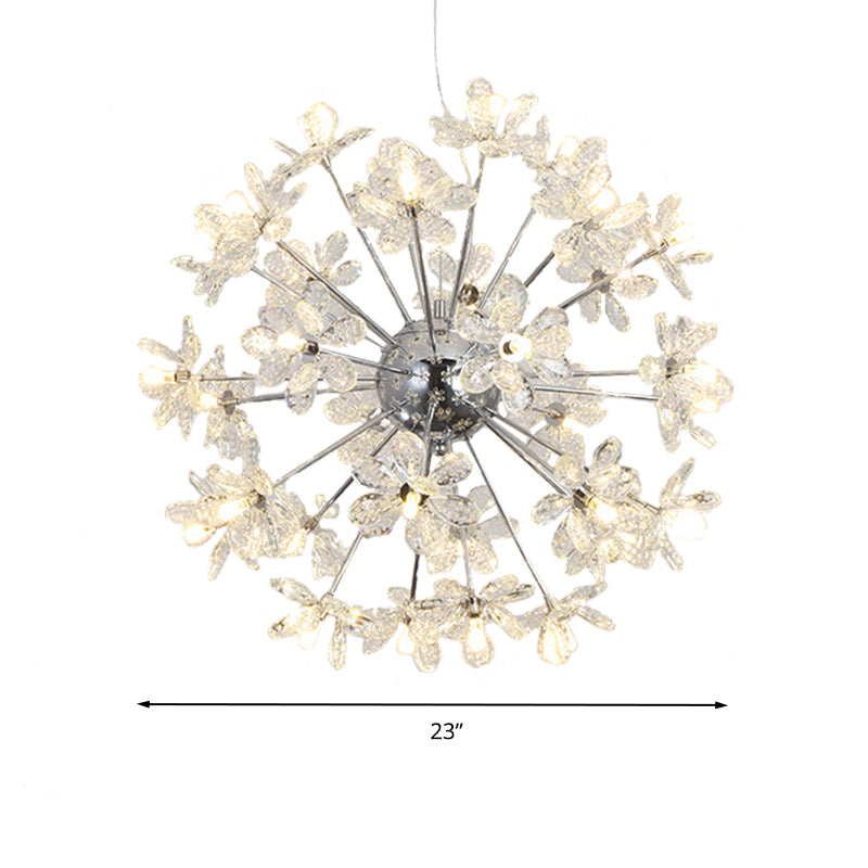 Contemporary Crystal Starburst Ceiling Light Fixture - Chrome/Gold Chandelier Pendant Multi-Head