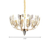 Curved Arm Hanging Ceiling Light With Leaf Crystal Accents - 8/10 Head Chandelier Lamp For Modern