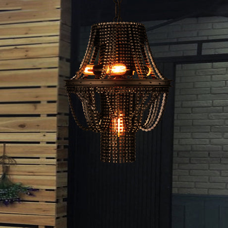 Iron Black Chandelier Pendant: 4-Light Industrial Ceiling Light Fixture With Bike Chain Design