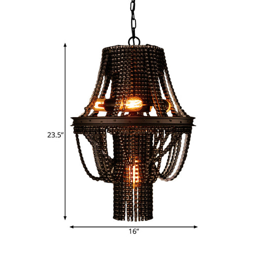 4-Light Industrial Iron Black Chandelier Pendant Light Lighting