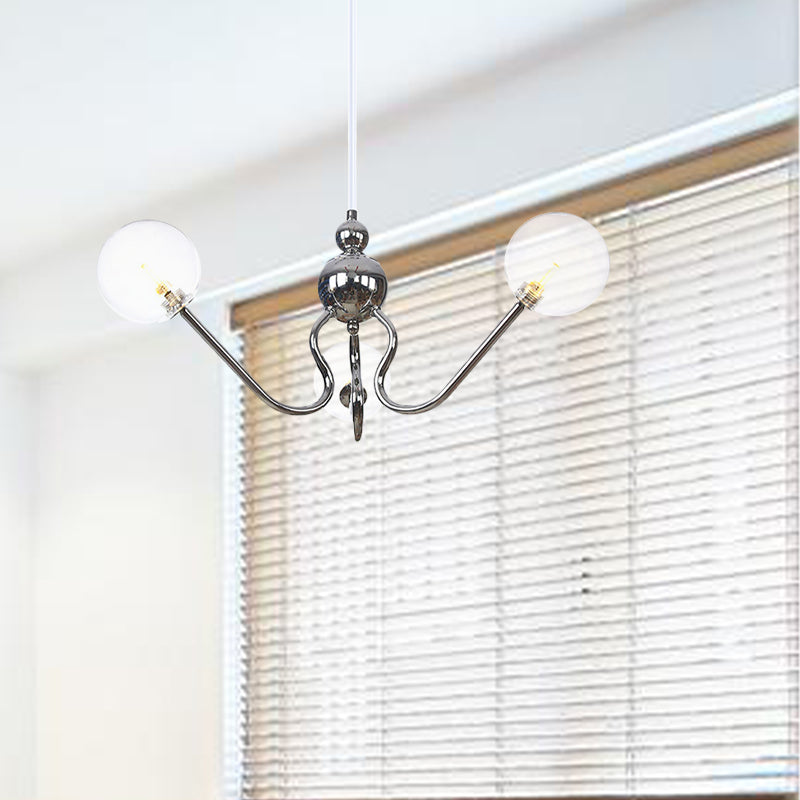 Industrial 3-Head Hanging Chandelier With Amber/Clear Glass Shades - Black/Chrome Finish Orbit