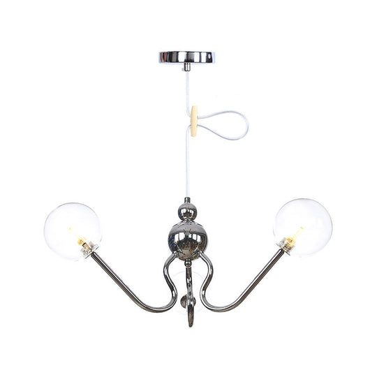 Industrial 3-Head Hanging Chandelier With Amber/Clear Glass Shades - Black/Chrome Finish Orbit